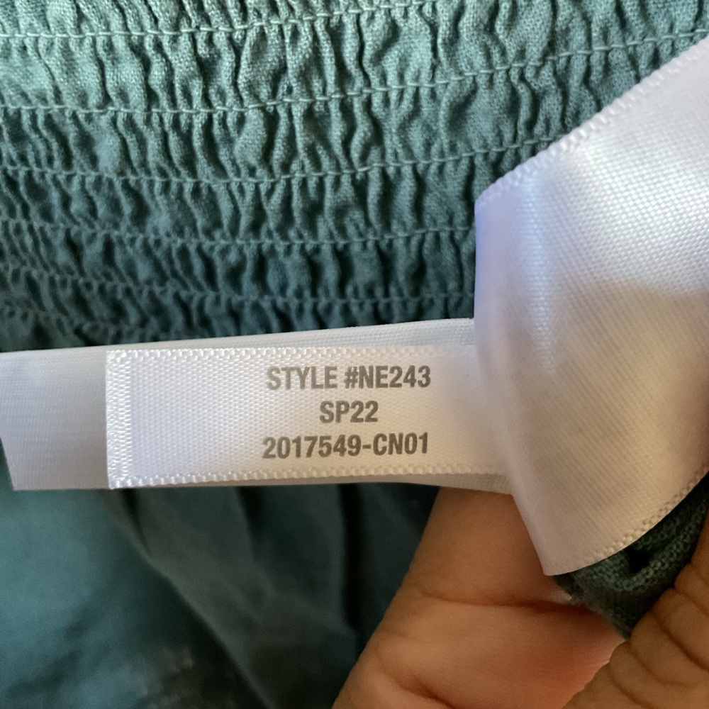 Madewell Linen Blend Smocked Peplum Blouse Teal Size Large - Picture 6 of 8